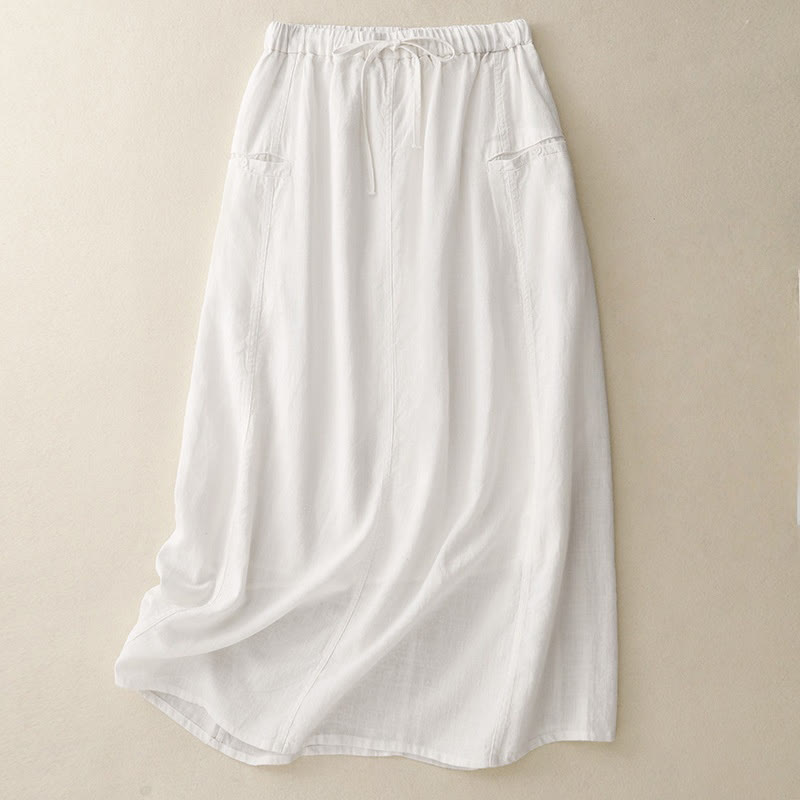 Buddha Stones Damenrock aus Baumwolle mit Kordelzug und elastischer Taille - Weiß - US 8-10, UK/AU 12-14, EU 40-42 (2XL) - image 5