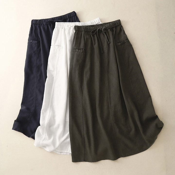 Buddha Stones Damenrock aus Baumwolle mit Kordelzug und elastischer Taille - image 1