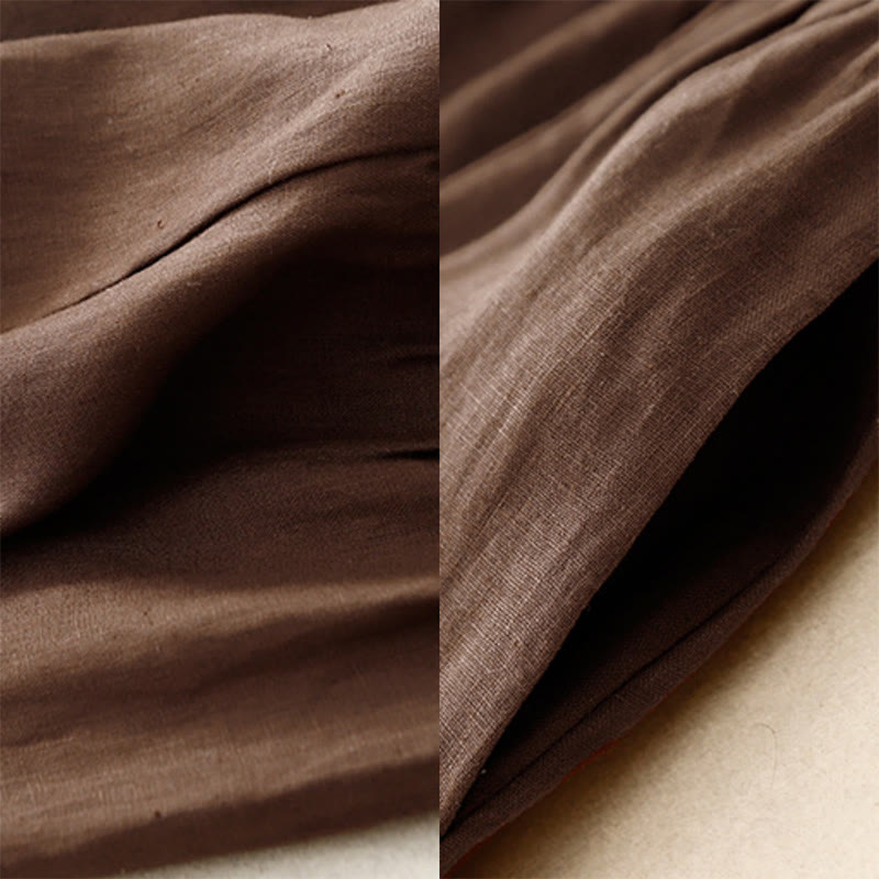 Buddha Stones A-Linien-Rock aus Baumwolle mit Knöpfen, Schlitz-Design, elastischer Bund und Taschen - image 4