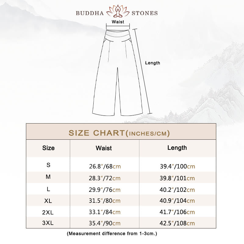 Buddha Stones – Unifarbene Hose aus Baumwollleinen mit hoher Taille und weitem Bein und Taschen - image 4