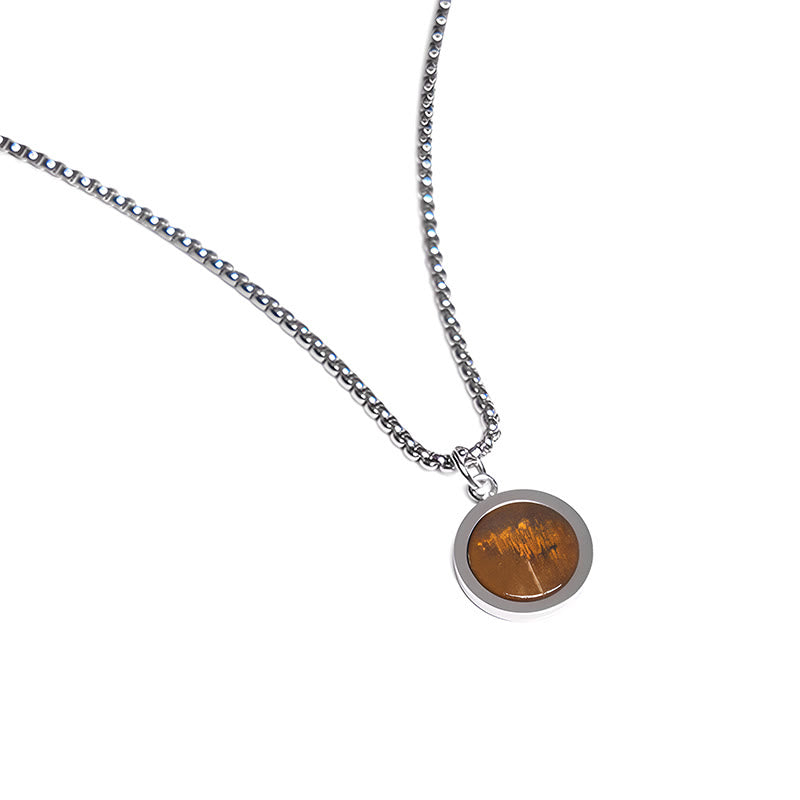 Buddha Stones ​​Naturstein Türkis Tigerauge Lazurit Lapislazuli Malachit Titanstahl Reinigungshalskette Anhänger - image 2