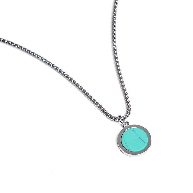 Buddha Stones ​​Naturstein Türkis Tigerauge Lazurit Lapislazuli Malachit Titanstahl Reinigungshalskette Anhänger - image 11