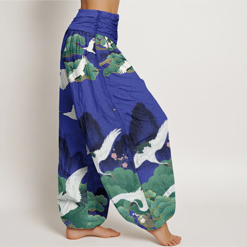 Buddha Stones Casual Cranes Green Pine Trees Landschaftsmuster Damen Haremshose - image 7