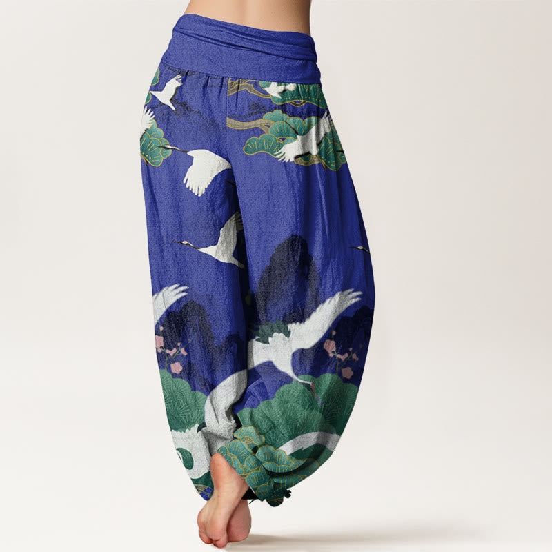 Buddha Stones Casual Cranes Green Pine Trees Landschaftsmuster Damen Haremshose - image 6