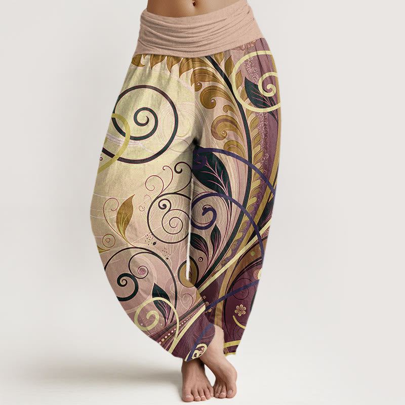 Buddha Stones Baumwoll-Haremshose mit lässigem Ranken- und Blumenmuster für Damen - BurlyWood - US22, UK/AU26, EU54 (6XL) - image 7