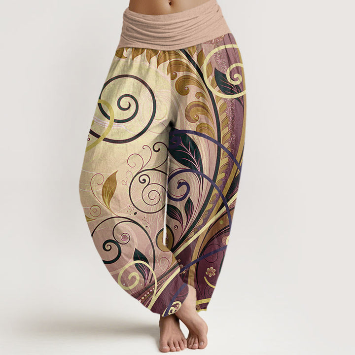 Buddha Stones Baumwoll-Haremshose mit lässigem Ranken- und Blumenmuster für Damen - BurlyWood - US22, UK/AU26, EU54 (6XL) - image 7