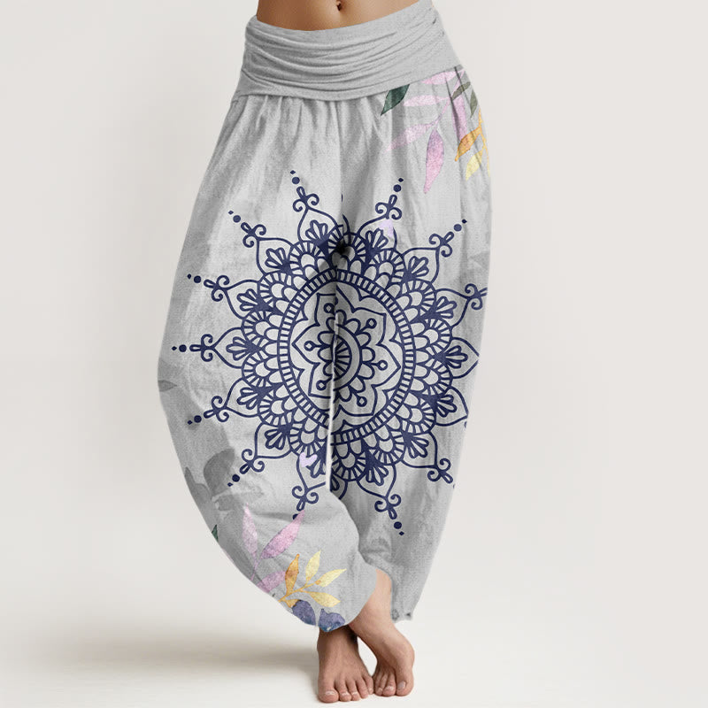 Lässige Haremshose mit Buddha Stones und Mandala-Muster für Damen - Gainsboro - US22， UK/AU26，EU54 (6XL) - image 8