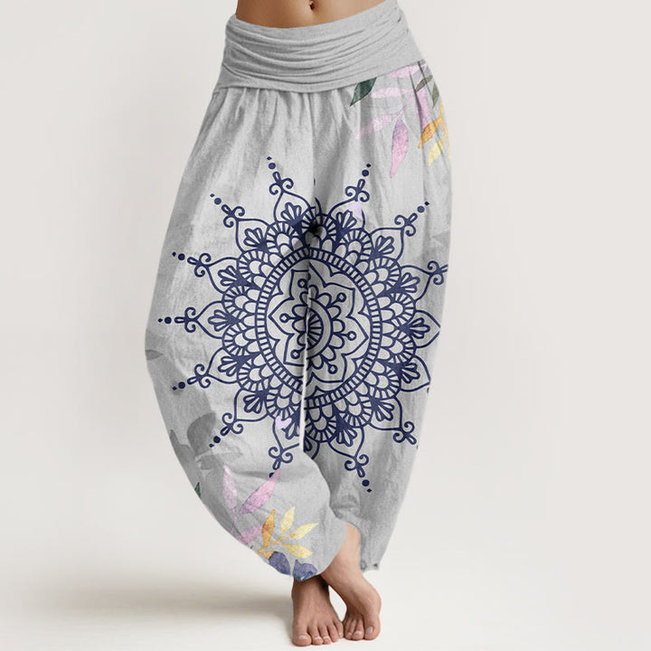 Lässige Haremshose mit Buddha Stones und Mandala-Muster für Damen - Gainsboro - US22， UK/AU26，EU54 (6XL) - image 8