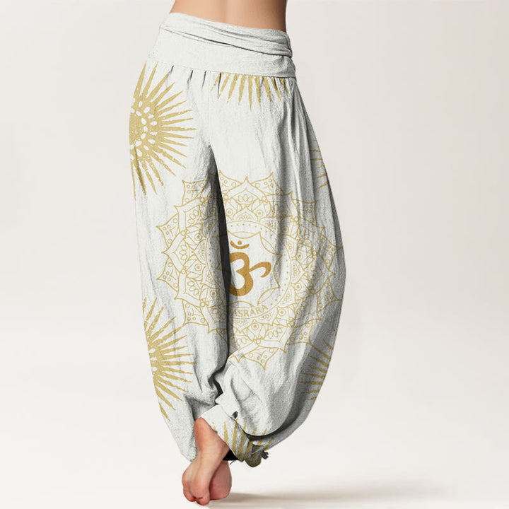 Buddha Stones Casual Mandala Om Symbol Sonnenmuster Damen Haremshose - image 9