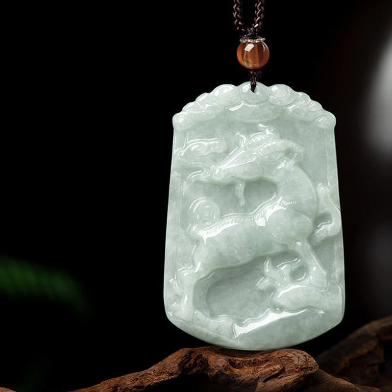 Buddha Stones, natürliche Jade, 12 chinesische Sternzeichen, Fülle, Amulett-Anhänger-Halskette - Ziege - image 21