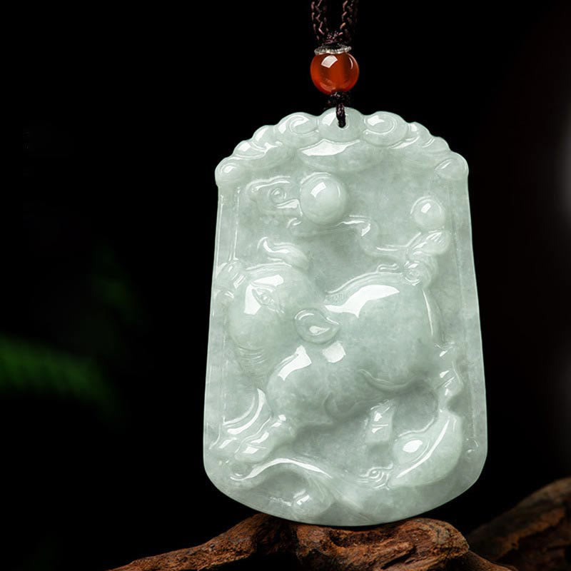 Buddha Stones, natürliche Jade, 12 chinesische Sternzeichen, Fülle, Amulett-Anhänger-Halskette - Schwein - image 25
