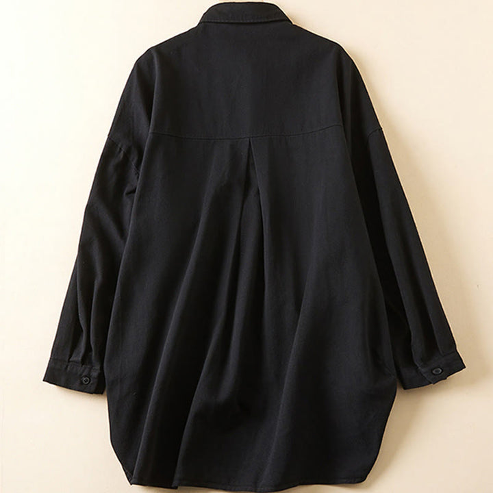 Buddha Stones Fall Unregelmäßiges Design Langärmlige Damen-Reversjacke aus Baumwolle und Leinen mit Taschen - image 11