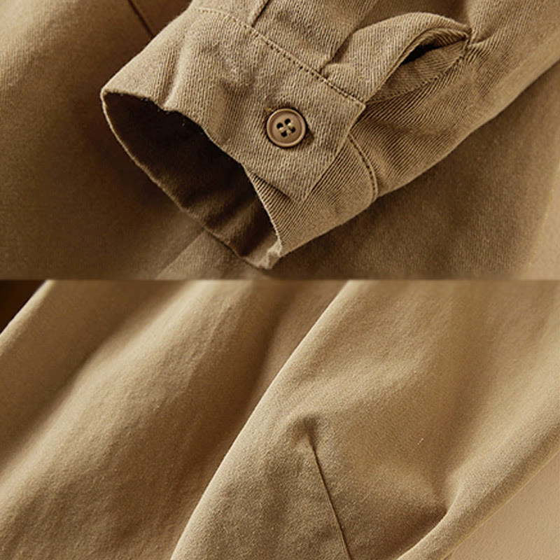 Buddha Stones Fall Unregelmäßiges Design Langärmlige Damen-Reversjacke aus Baumwolle und Leinen mit Taschen - image 7