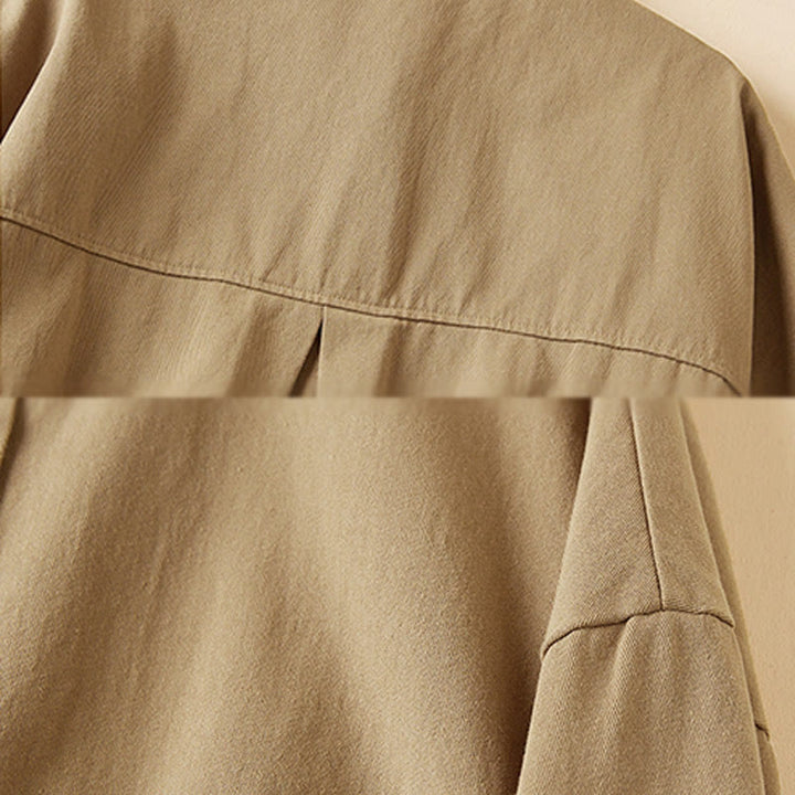 Buddha Stones Fall Unregelmäßiges Design Langärmlige Damen-Reversjacke aus Baumwolle und Leinen mit Taschen - image 6
