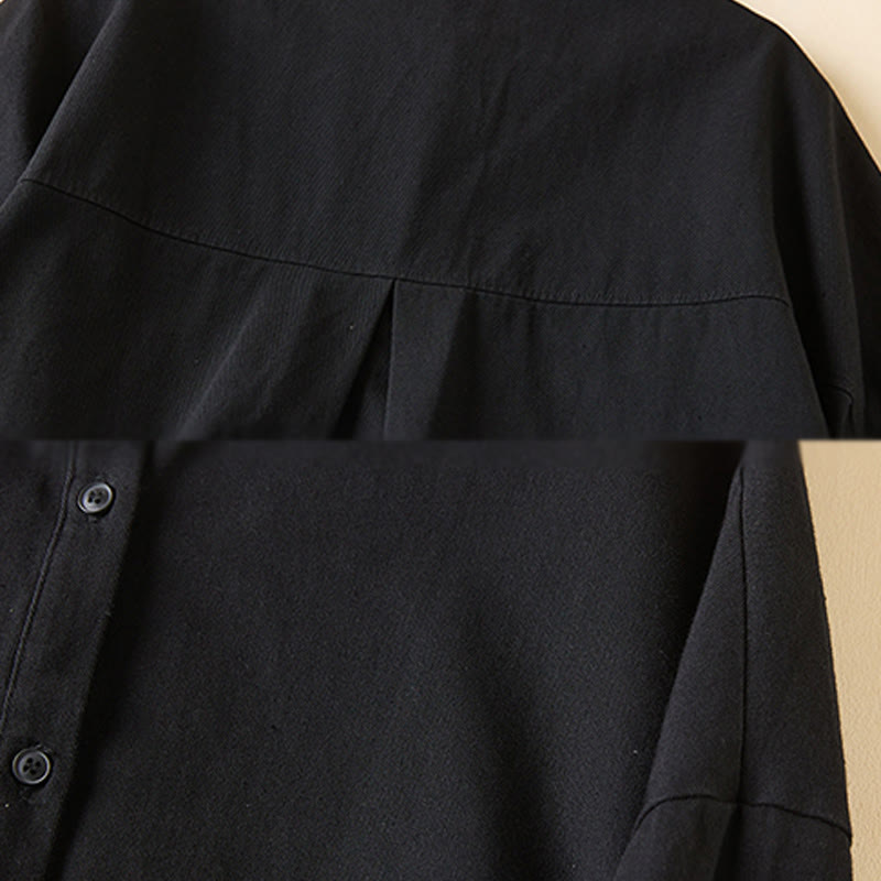 Buddha Stones Fall Unregelmäßiges Design Langärmlige Damen-Reversjacke aus Baumwolle und Leinen mit Taschen - image 13