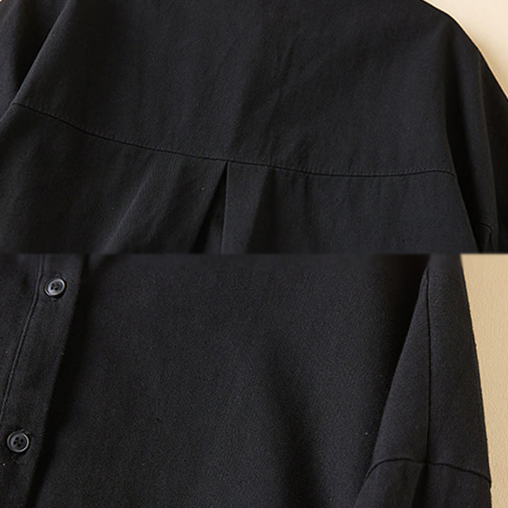 Buddha Stones Fall Unregelmäßiges Design Langärmlige Damen-Reversjacke aus Baumwolle und Leinen mit Taschen - image 13
