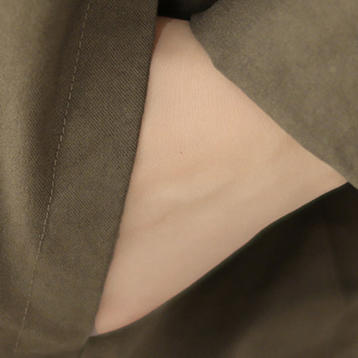 Buddha Stones Spring Plain Asymmetry Design Langarm Damen Baumwoll-Leinen-Jacke mit Taschen - image 17