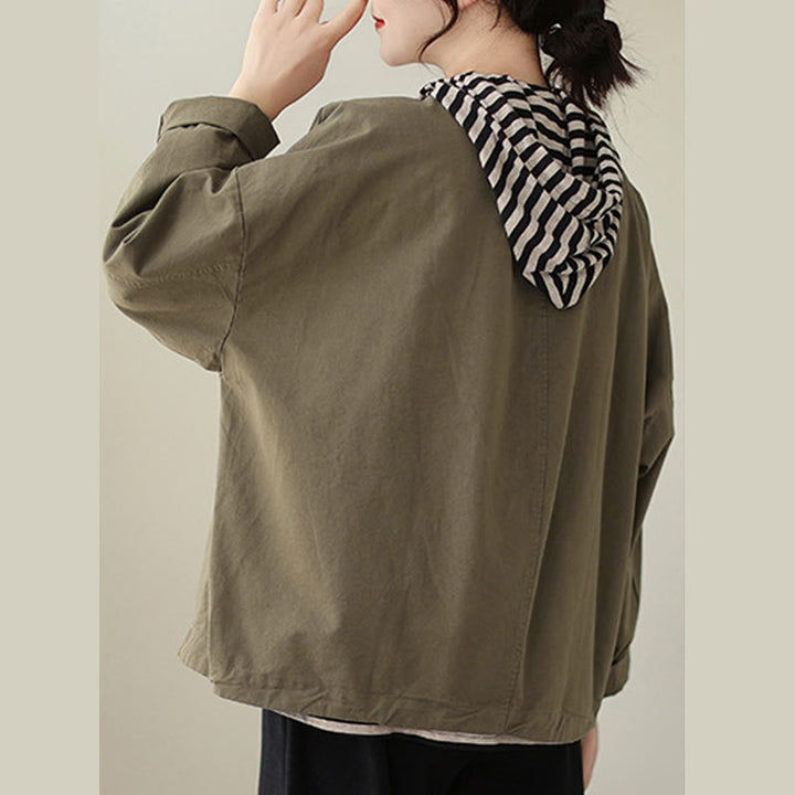 Buddha Stones Spring Plain Asymmetry Design Langarm Damen Baumwoll-Leinen-Jacke mit Taschen - image 13
