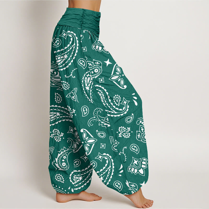 Buddha Stones Lässige, klassische Haremshose mit Paisley-Motiv für Damen, elastische Taille - image 1