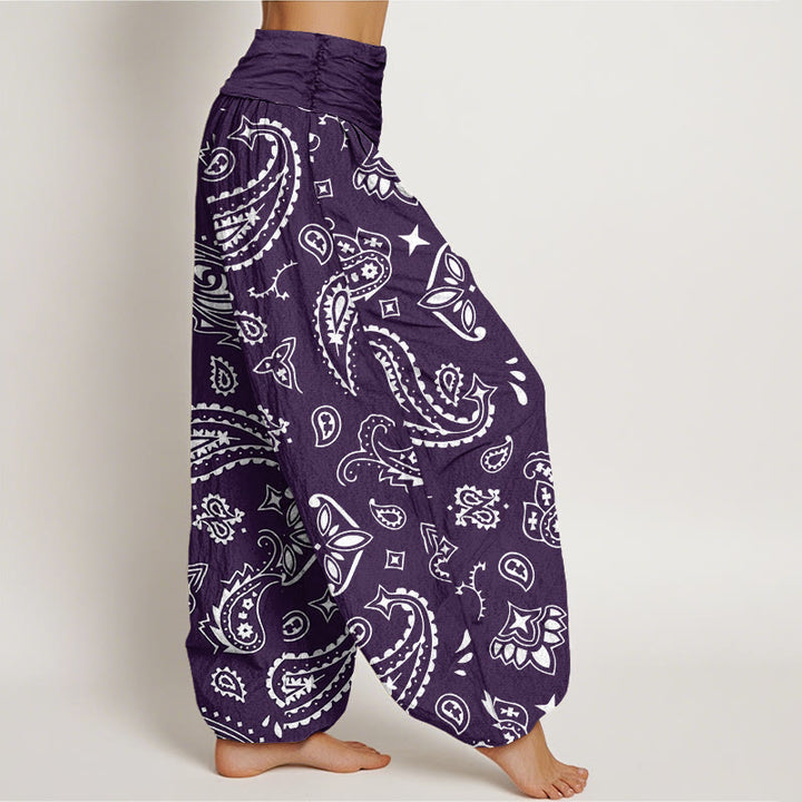 Buddha Stones Lässige, klassische Haremshose mit Paisley-Motiv für Damen, elastische Taille - image 6