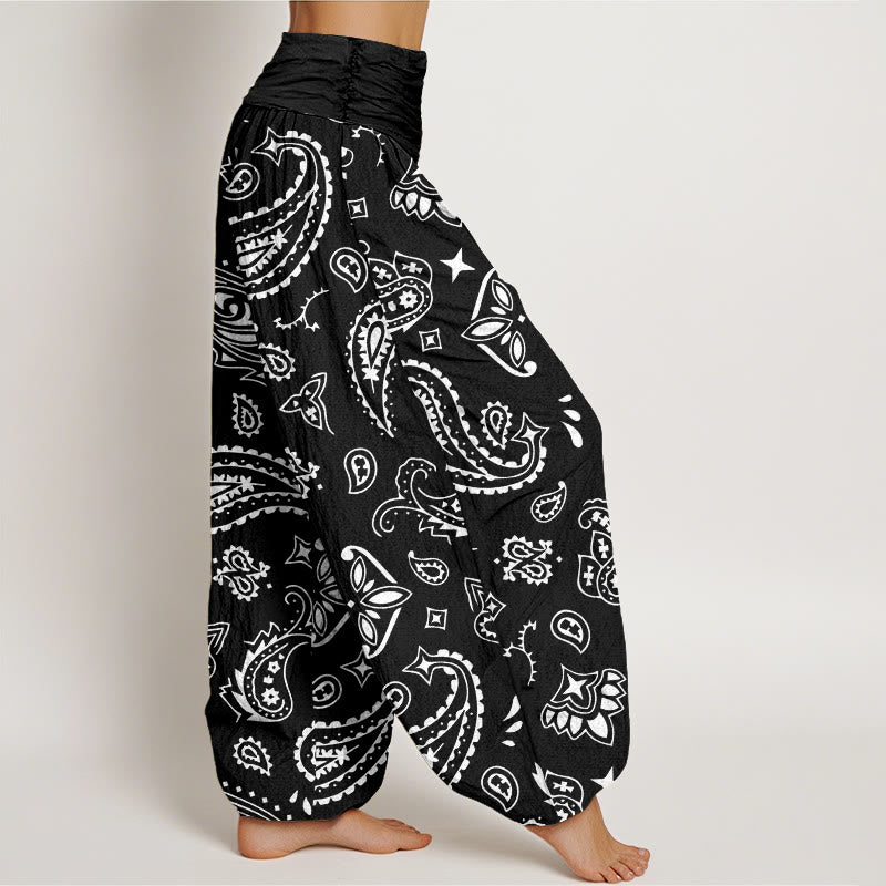 Buddha Stones Lässige, klassische Haremshose mit Paisley-Motiv für Damen, elastische Taille - image 9