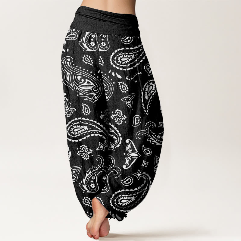 Buddha Stones Lässige, klassische Haremshose mit Paisley-Motiv für Damen, elastische Taille - image 10
