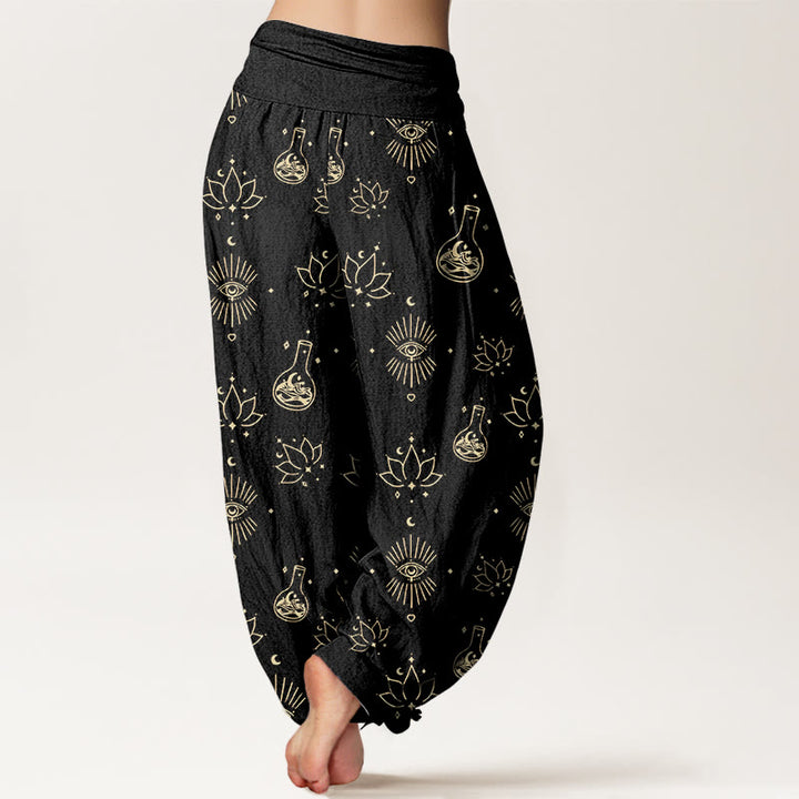 Lässige Haremshose mit Buddha Stones und Lotusauge des Horus-Muster für Damen mit elastischer Taille - image 3