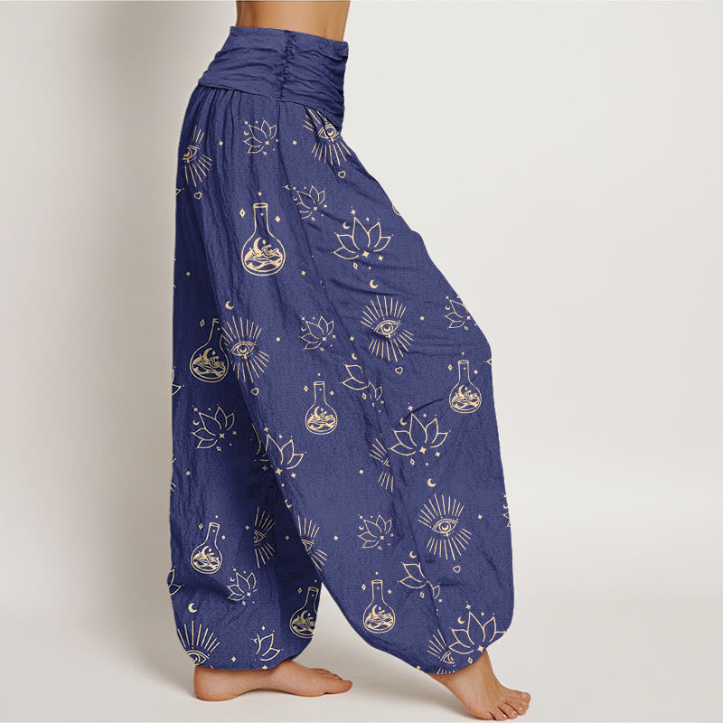 Lässige Haremshose mit Buddha Stones und Lotusauge des Horus-Muster für Damen mit elastischer Taille - image 6