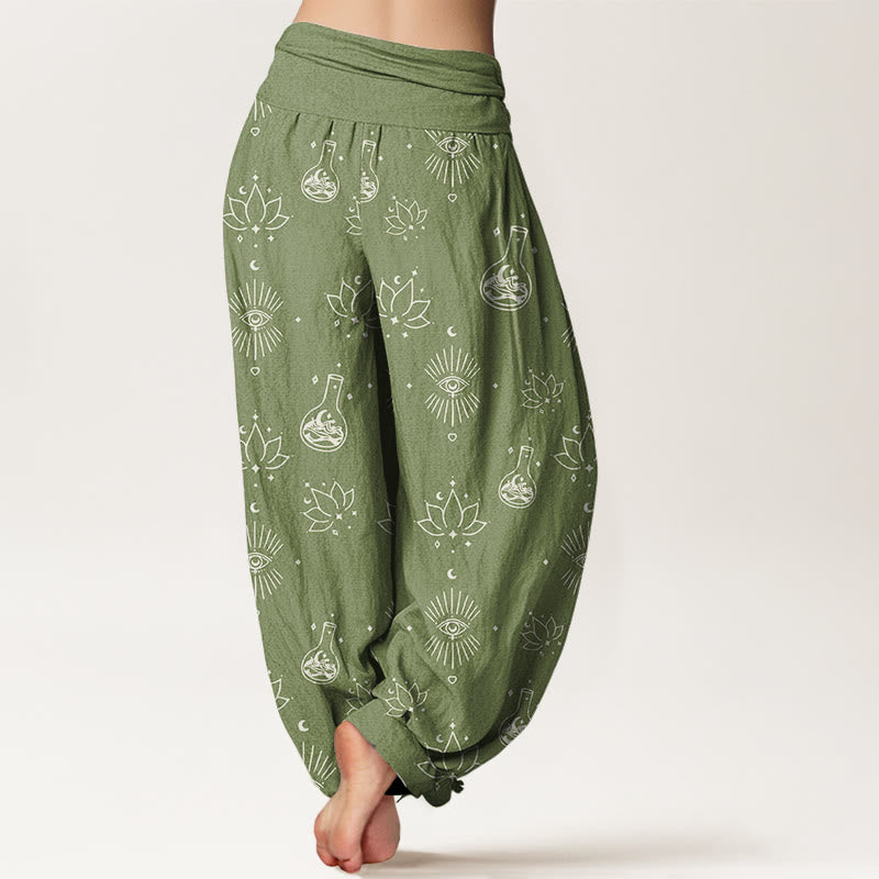 Lässige Haremshose mit Buddha Stones und Lotusauge des Horus-Muster für Damen mit elastischer Taille - image 10