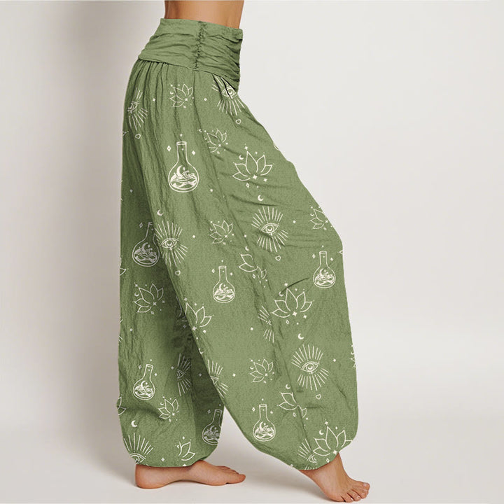 Lässige Haremshose mit Buddha Stones und Lotusauge des Horus-Muster für Damen mit elastischer Taille - image 9
