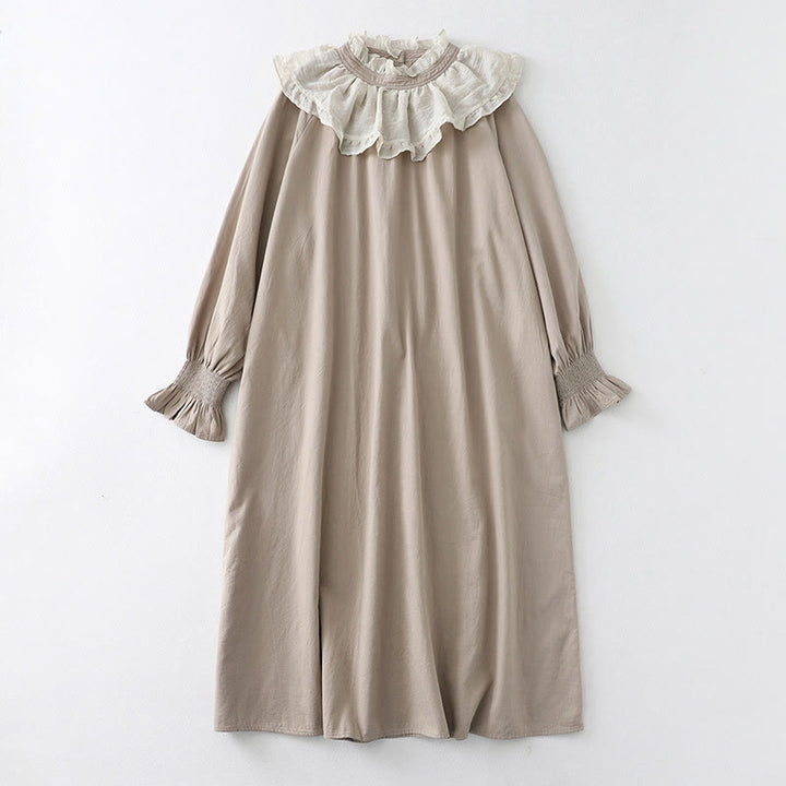 Buddha Stones – Gerüschtes, langärmliges Midikleid aus Baumwolle mit Patchwork-Design und Taschen - Leinen - US12， UK/AU16，EU44 (2XL) - image 17
