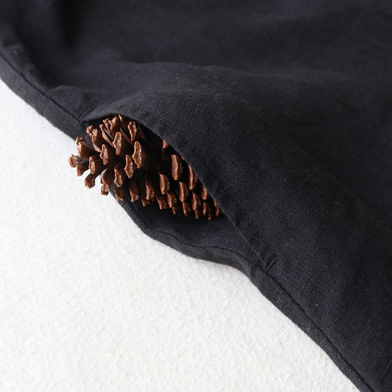 Midikleid aus Baumwolle und Leinen mit Buddha Stones -Knöpfen und Revers, Dreiviertelärmeln und Taschen - image 5