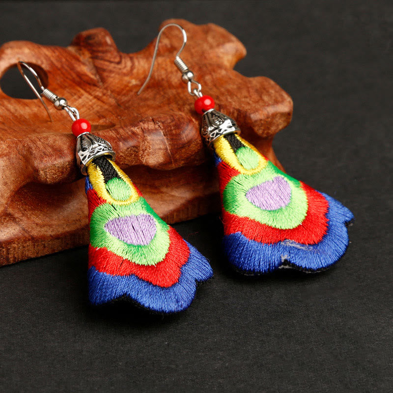 Buddha Stones, handgefertigt, bunte Yi-Stickerei, Harmonie-Ohrringe - Äußere Farbe: Königsblau (Legierungspfosten) - image 4