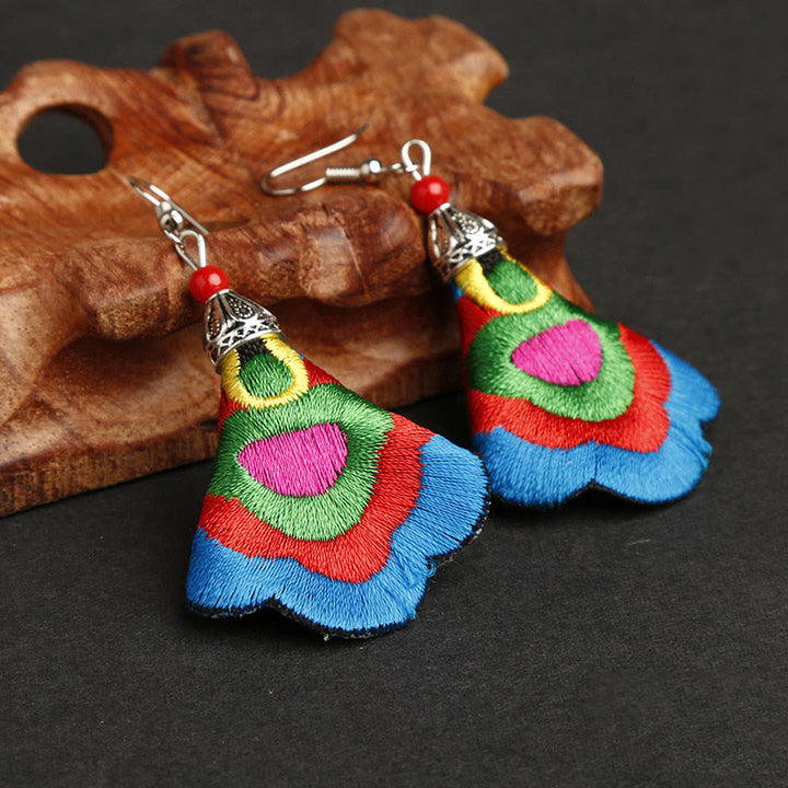 Buddha Stones, handgefertigt, bunte Yi-Stickerei, Harmonie-Ohrringe - Äußere Farbe: Himmelblau (Legierungspfosten) - image 7