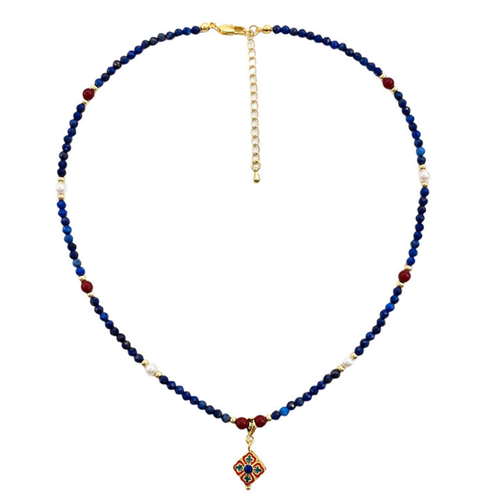 Buddha Stones, Lazurit, Lapislazuli, Perle, positive Halskette, Anhänger - image 7