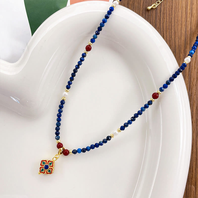 Buddha Stones, Lazurit, Lapislazuli, Perle, positive Halskette, Anhänger - image 6