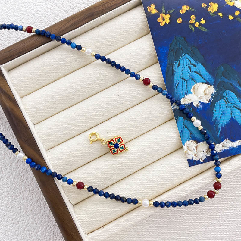Buddha Stones, Lazurit, Lapislazuli, Perle, positive Halskette, Anhänger - image 2