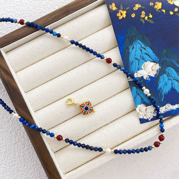 Buddha Stones, Lazurit, Lapislazuli, Perle, positive Halskette, Anhänger - image 2