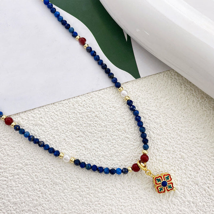 Buddha Stones, Lazurit, Lapislazuli, Perle, positive Halskette, Anhänger - image 1