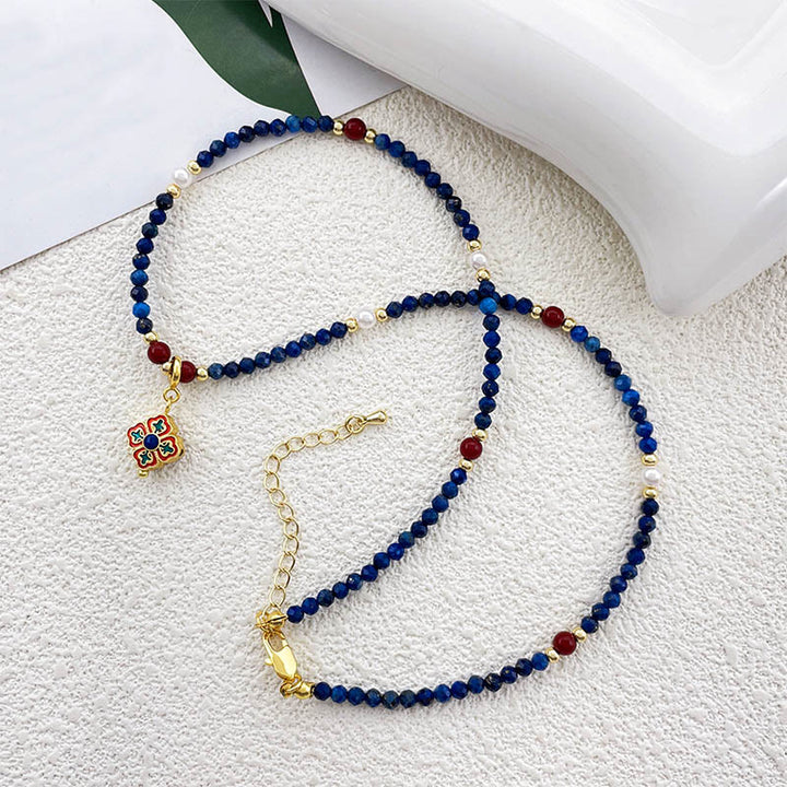 Buddha Stones, Lazurit, Lapislazuli, Perle, positive Halskette, Anhänger - image 3
