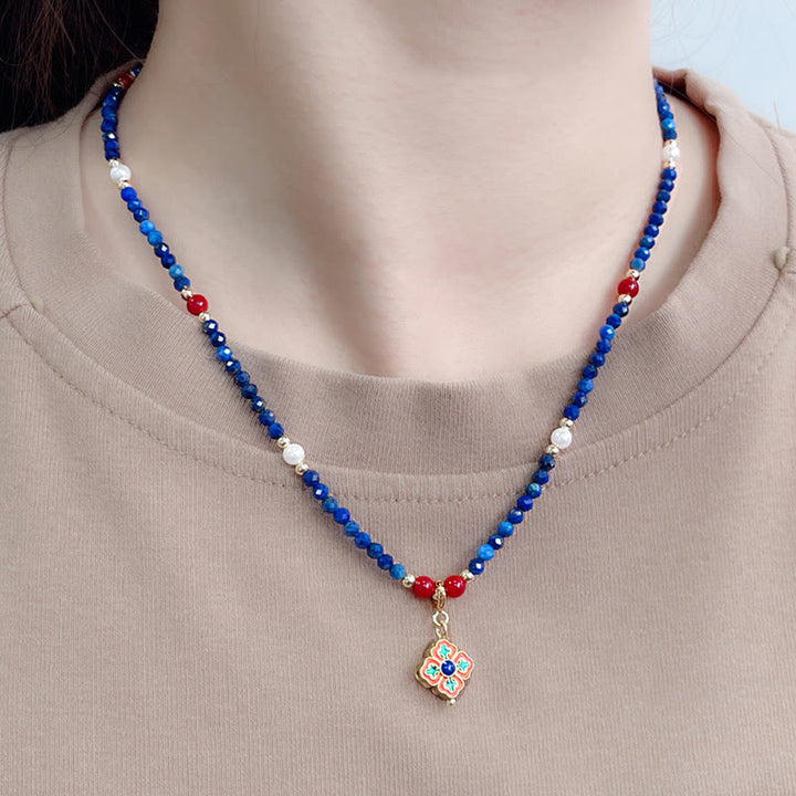 Buddha Stones, Lazurit, Lapislazuli, Perle, positive Halskette, Anhänger - image 4