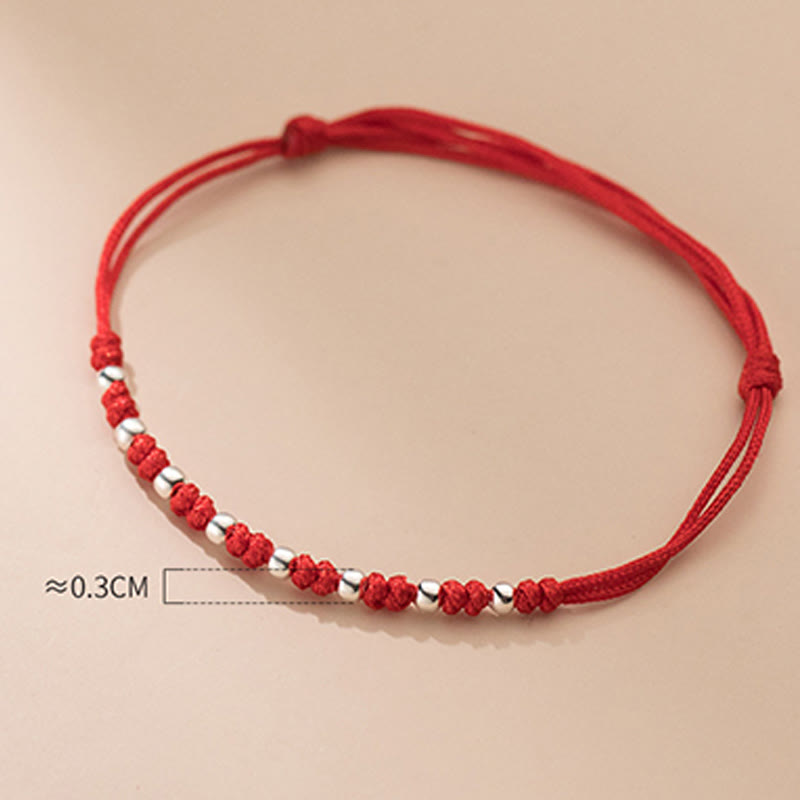 Buddha Stones 925 Sterling Silber Perlen Rote Schnur Verstellbares Glücksarmband - image 11