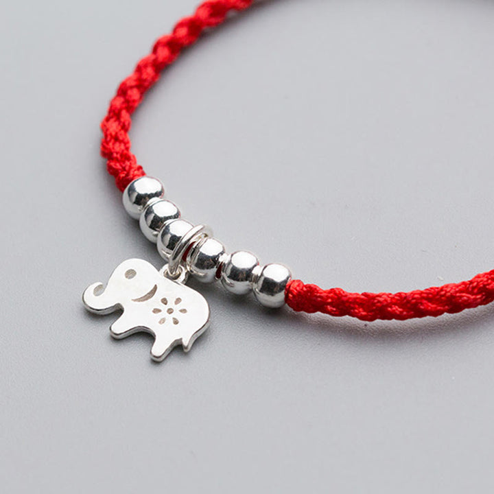 Buddha Stones 925 Sterling Silber Perlen Schneeflocke Elefant Rote Schnur Glücksarmband - image 4