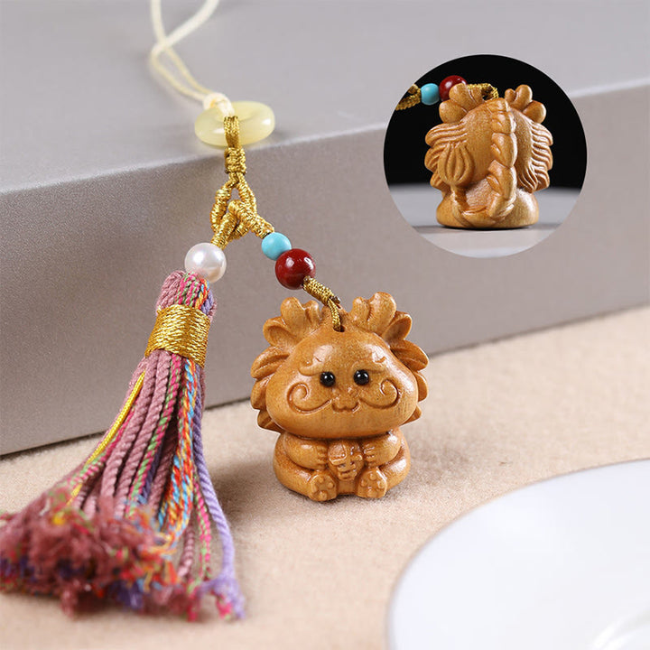Buddha Stones, Sandelholz, 12 chinesische Sternzeichen, Segen, bunte Quaste, Zubehör, Schlüsselanhänger - image 3