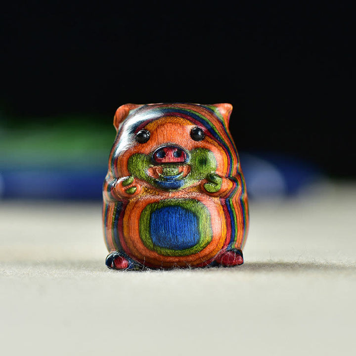 Buddha Stones, grünes Sandelholz, kleines Blatt, rotes Sandelholz, süßes Schwein, Tiere, positive Dekoration - Regenbogen-Eukalyptus-Schwein (25 x 23 x 23 mm) - image 13