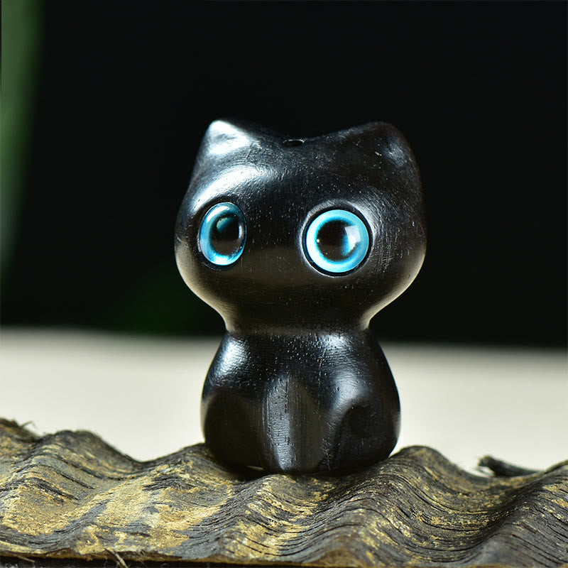 Buddha Stones, Ebenholz, kleines Blatt, rotes Sandelholz, süße Katze, Tiere, ruhige Dekoration - Ebenholz (33 x 24 x 21 mm) - image 0