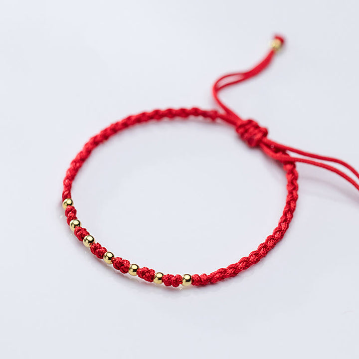 Buddha Stones 925 Sterling Silber vergoldet Gold Perlen rote Schnur geflochtenes Schutzarmband - image 12