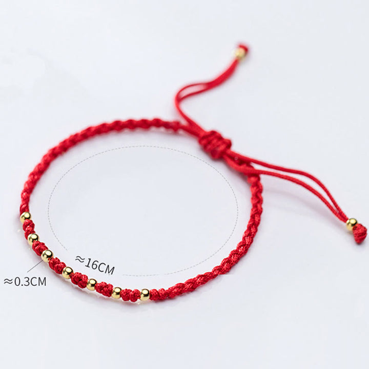 Buddha Stones 925 Sterling Silber vergoldet Gold Perlen rote Schnur geflochtenes Schutzarmband - image 14