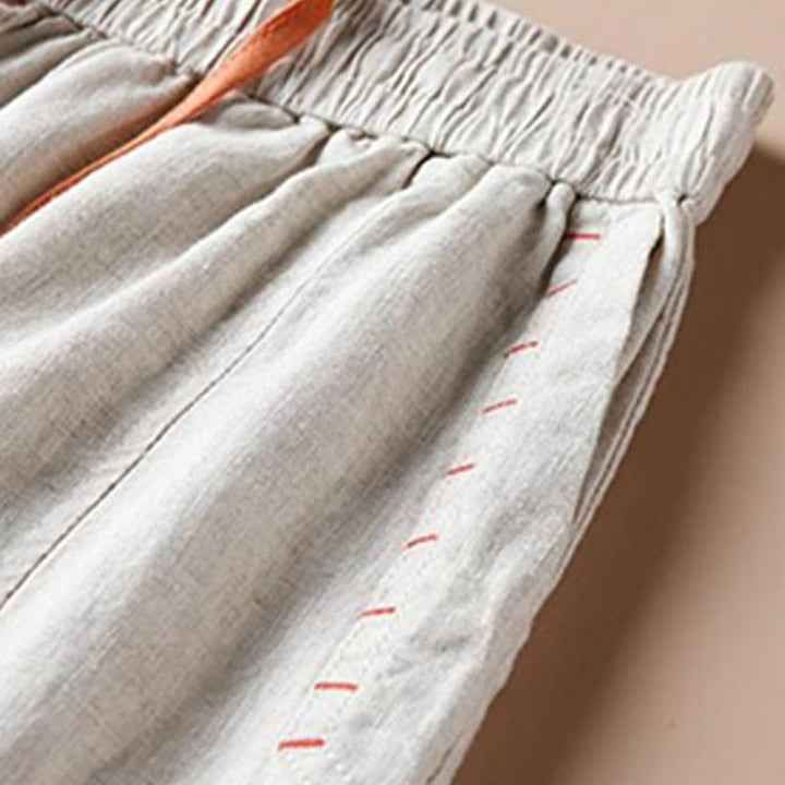 Buddha Stones Lässige Baumwollhose mit Schlitz am Saum, Damen, Länge 7–8, weites Bein, mit Taschen - image 2