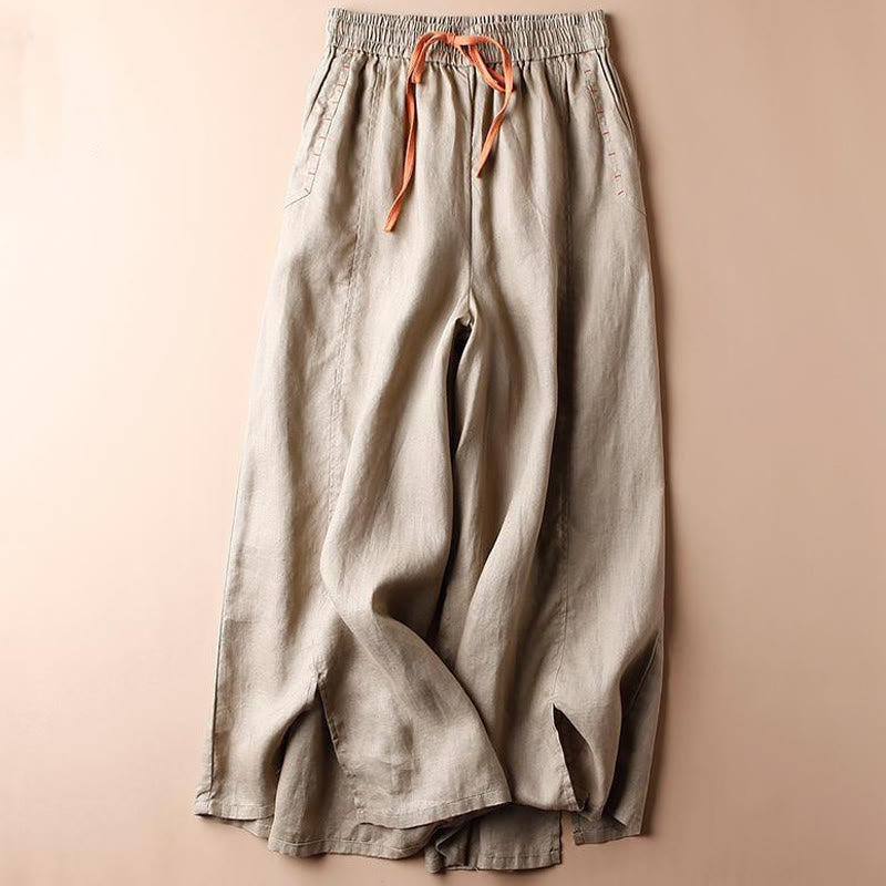 Buddha Stones Lässige Baumwollhose mit Schlitz am Saum, Damen, Länge 7–8, weites Bein, mit Taschen - BurlyWood - US 8-10, UK/AU 12-14, EU 40-42 (2XL) - image 7